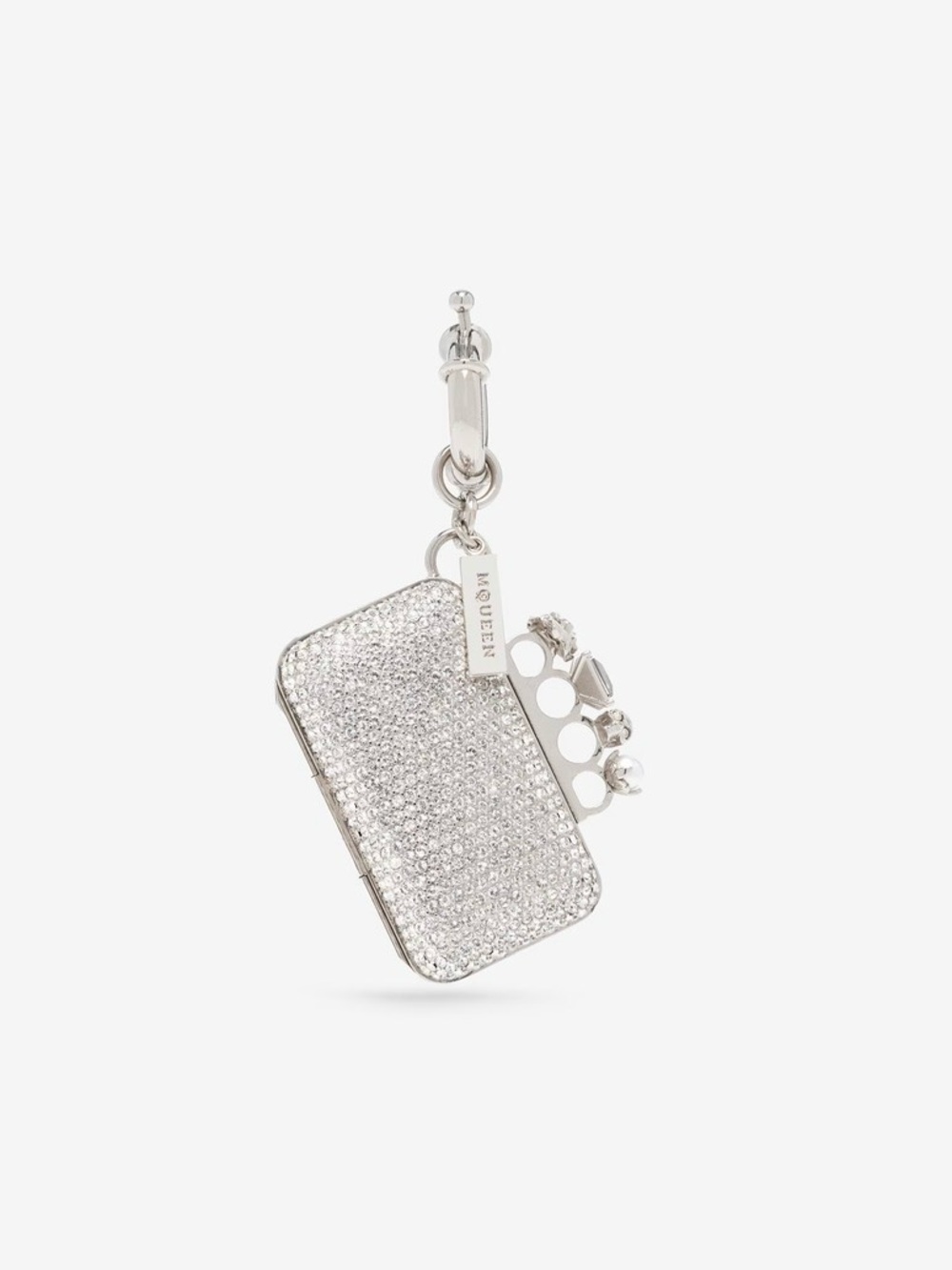 BNIB McQueen Knuckle Clutch Bag Charm in Palladium